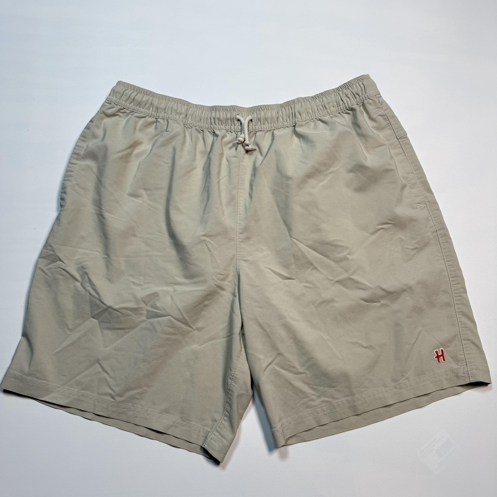 Homage Shorts Mens XL Beige Chino Elastic Waist Drawstring Casual‎ Relaxed Fit